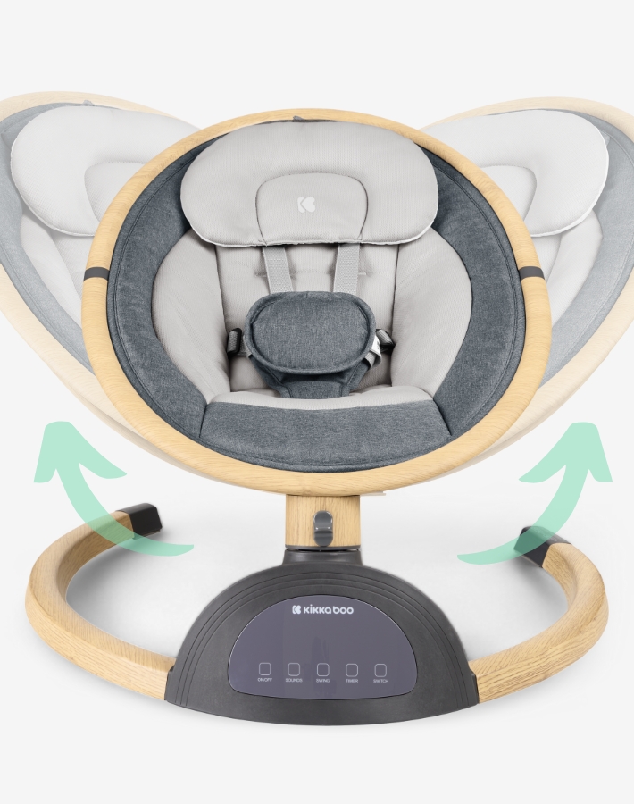 Our baby swing features a completely silent side-to-side motion, ensuring your baby can enjoy every moment in it. The gentle swinging mimics the comforting movement they feel in your arms.