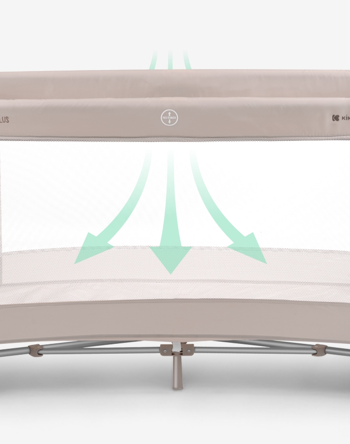Mesh windows on both sides ensure optimal ventilation, keeping the air fresh and the environment comfortable for your baby.