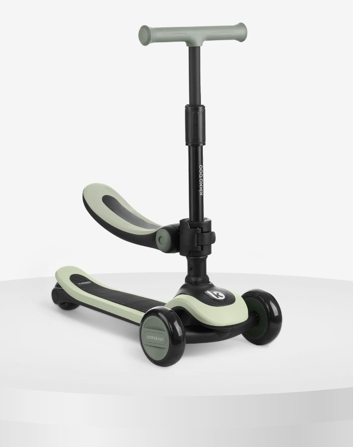 TREO е 2в1 продукт, който може да се използва като скутер или играчка за яздене, адаптирайки се към растежа и уменията на детето ви. Той има специална седалка, която може да се сгъва или отстранява за секунда.