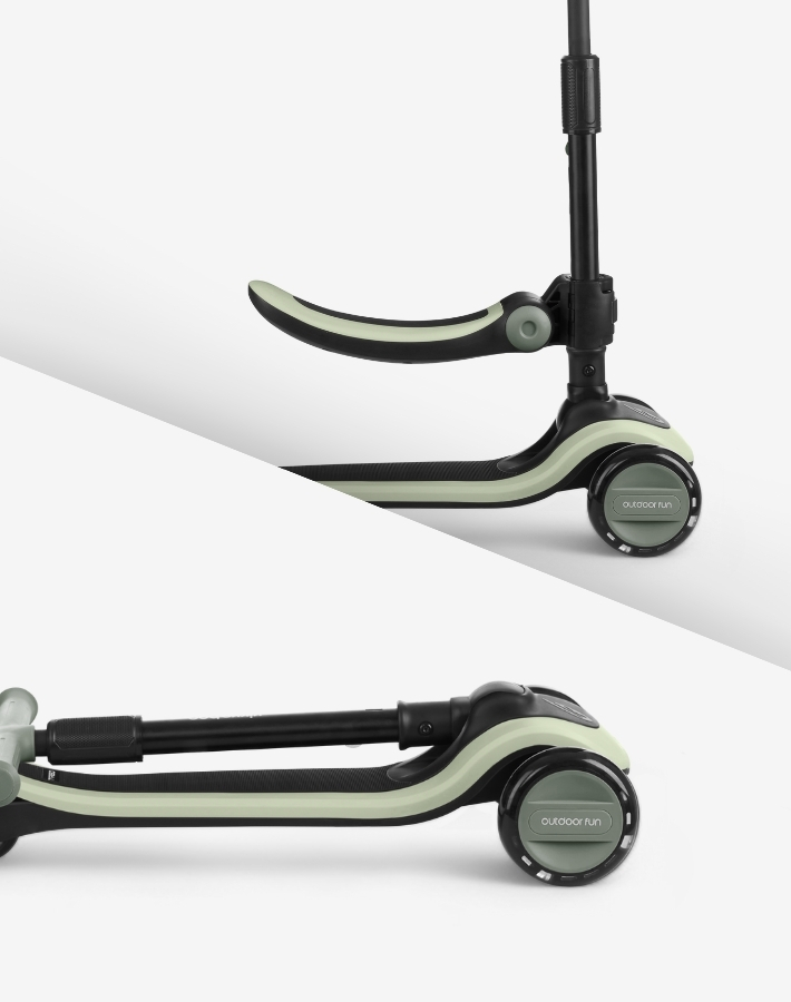 Насладете се на удобството на лекия (само 3,6 кг) и сгъваем дизайн, който прави скутера лесен за съхранение и транспортиране, идеален за пътуващи семейства, които се нуждаят от компактни решения.