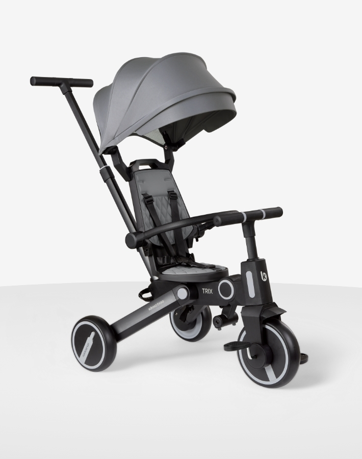 Благодарение на мултифункционалния си дизайн, TRIX се адаптира към променящите се нужди на вашето дете, като се трансформира без усилие в 7 универсални режима - от триколка за бутане до самостоятелна триколка.
