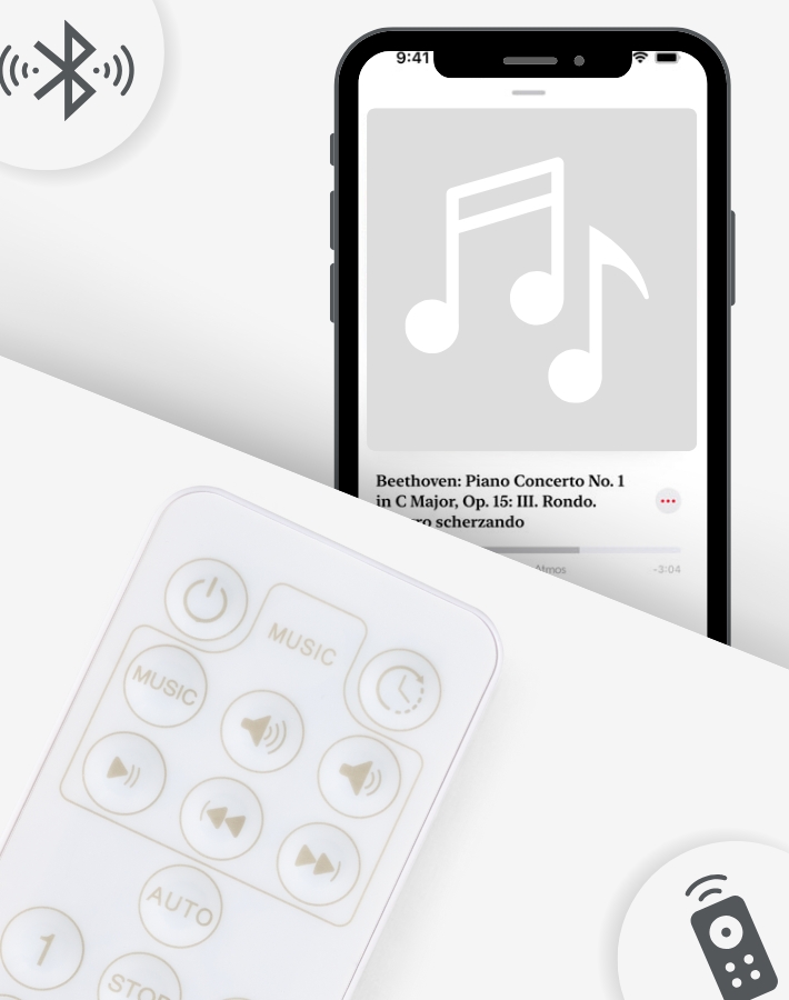 Осигурете комфорт на детето си дори от разстояние с помощта на Bluetooth и дистанционно управление. Регулирайте люлката, пускайте приспивни песни или променяйте настройките, без да будите бебето си.