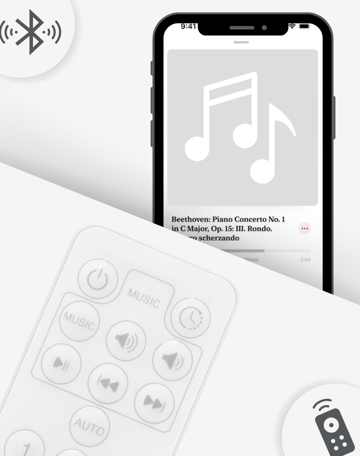 Насладете се на максималното удобство с Bluetooth и дистанционно управление. Управлявайте люлката без усилие, пускайте мелодии или регулирайте движението от всяка точка на стаята, без да безпокоите бебето.