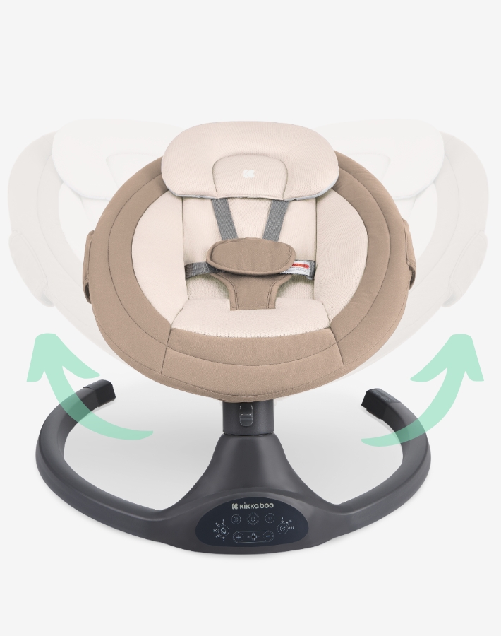 Напълно безшумното движение на люлката, успокоява бебето без никакви разсейващи шумове. Плавната и тиха работа гарантира, че бебето ви може да заспи необезпокоявано.