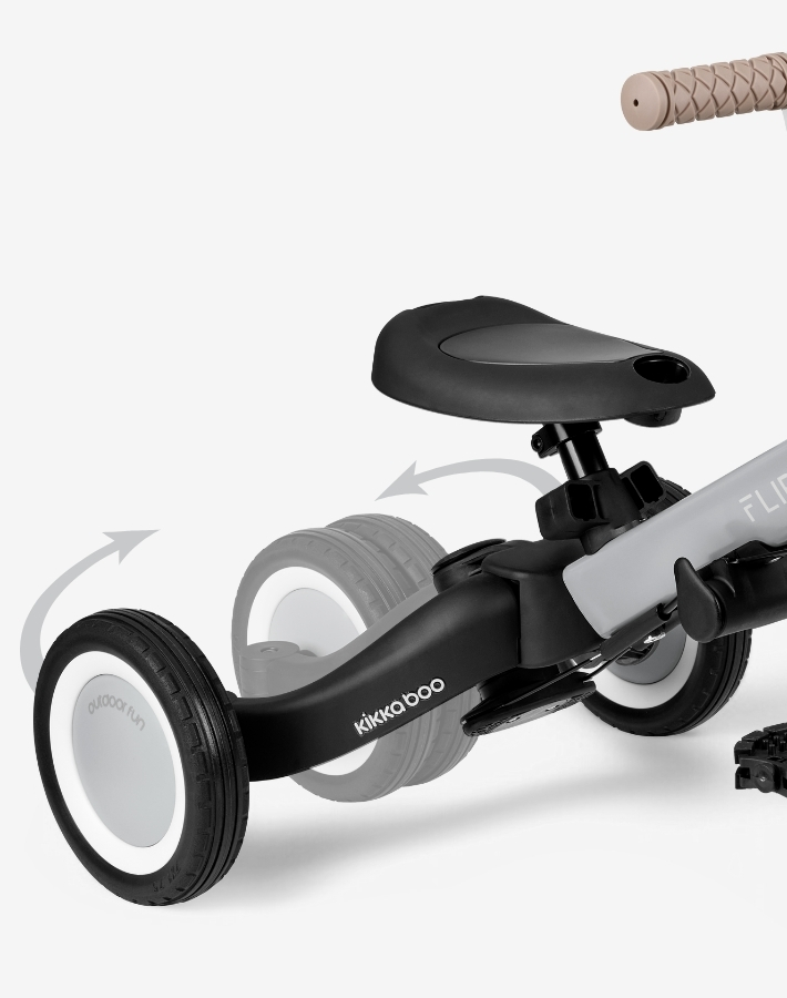 Трансформирайте FLIP от от традиционна триколка в балансиращо колело или велосипед само с няколко лесни настройки, като я адаптирате към способностите за каране на вашето дете.