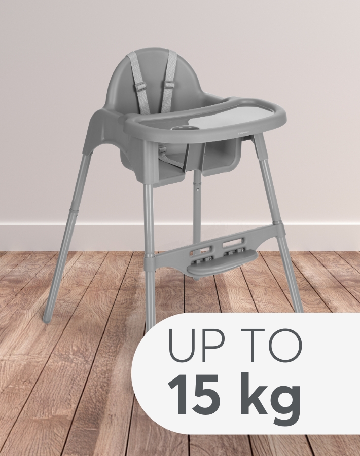 Designed to accommodate children who can sit up unaided, this highchair is perfect from their first solid foods until they are 3 years old or weigh up to 15 kg, adapting as they grow.