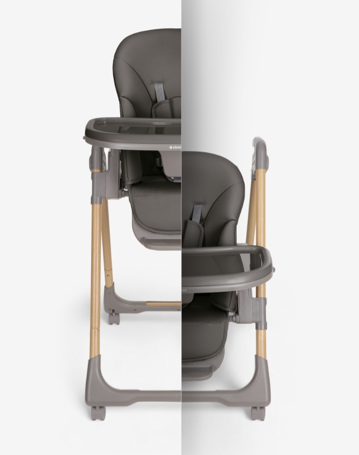 Choose between six different heights to perfectly align the chair with any table setup at home or dining out. It’s the versatile highchair that keeps your little one part of all family dining moments.