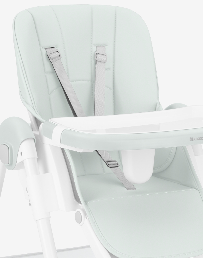 The soft leather seat pad adds extra comfort during mealtime and is very easy to wipe clean after every little mess.