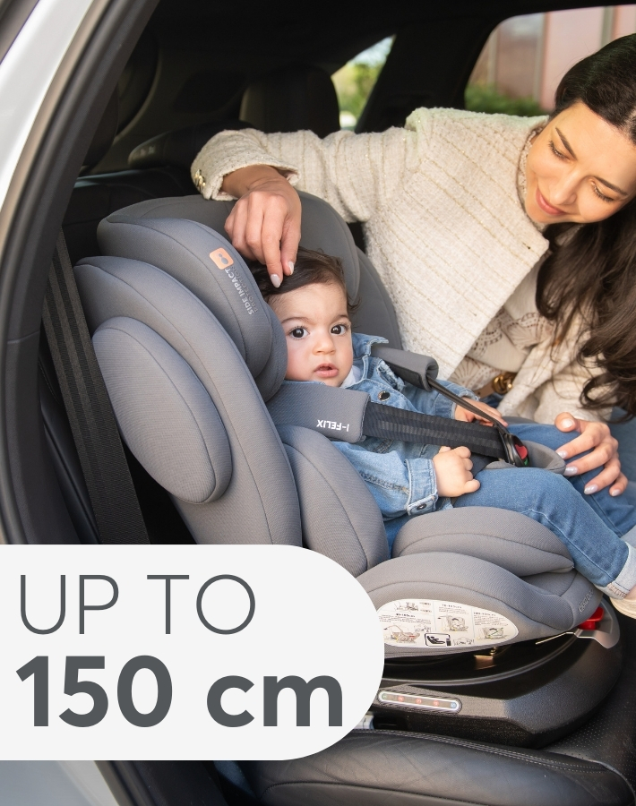 Designed to accommodate children from 40 cm to 150 cm, i-FELIX ensures a safe and comfortable journey at every stage of growth. Enjoy a travel solution that adapts to your growing child’s needs.