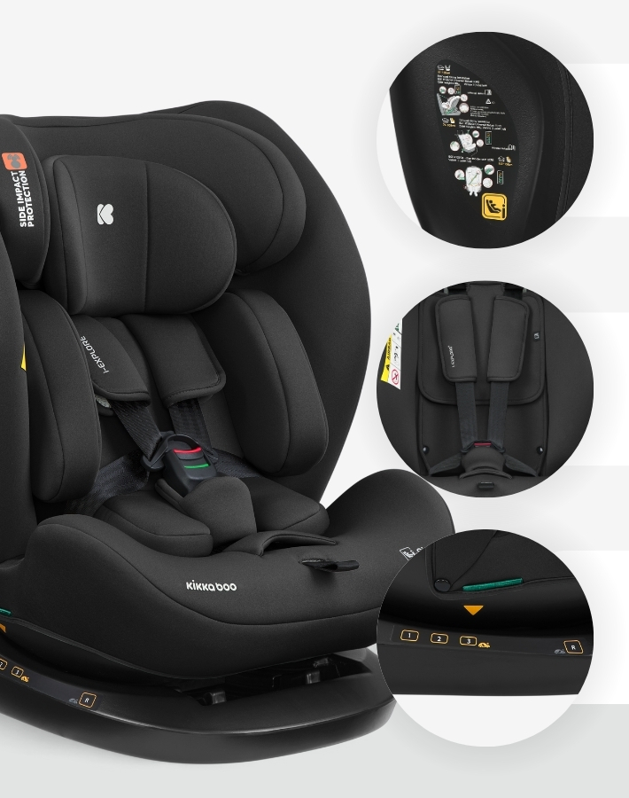 Keep your child secure with the 5-point harness system with shoulder pads and lower buckle covers for a snug fit without discomfort.