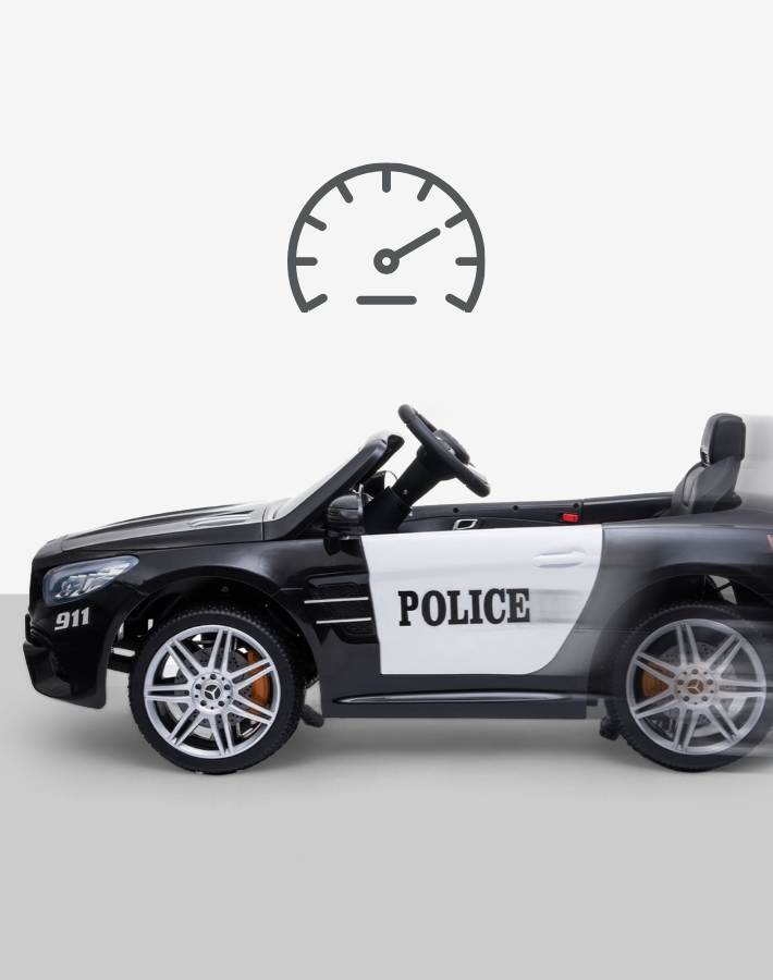 С опциите за високи и ниски скорости тази кола се адаптира към нивото на уменията на детето ви, като осигурява забавно и същевременно безопасно шофиране.