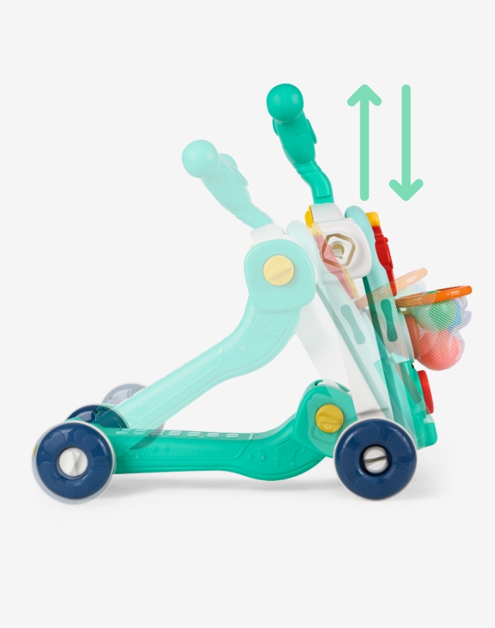 Височината на дръжката може да се регулира, за да осигурява удобен и ергономичен захват на детето, съобразен с променящата се височина.