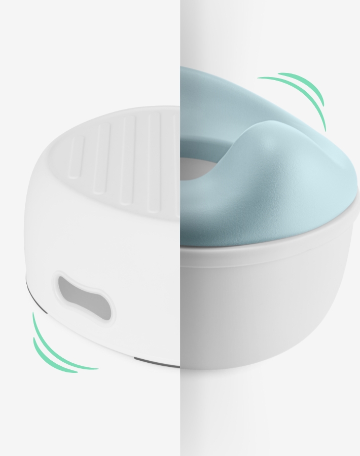 Стъпалото има противоплъзгаща основа, а тоалетната седалка е с противоплъзгаща повърхност, които се грижат за безопасността на децата, предотвратявайки нежелани движения по време на употреба.